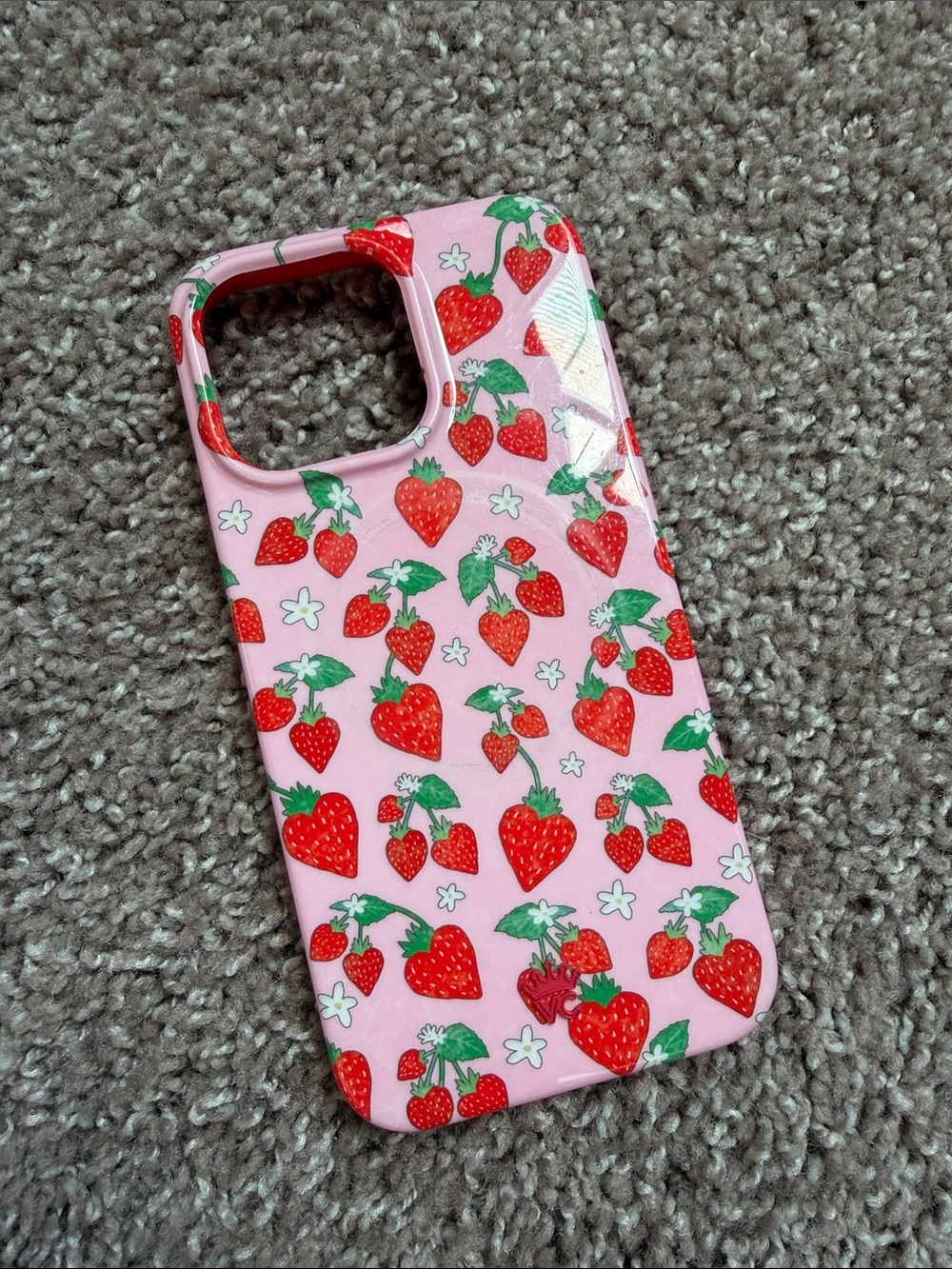 Velvet Caviar iPhone 15 Pro Max Pink Strawberry Pattern Mag Safe Phone Case